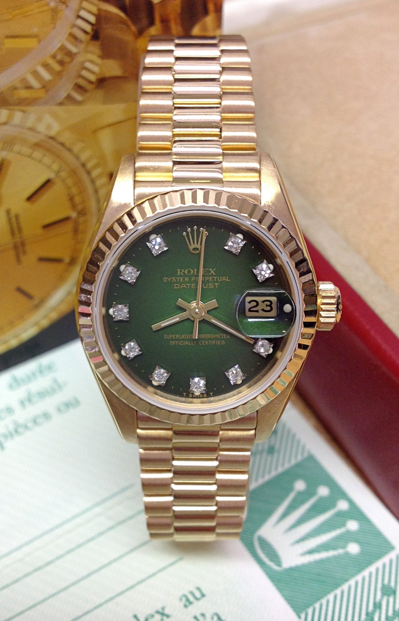 Rolex Datejust Yellow Gold Green Dial