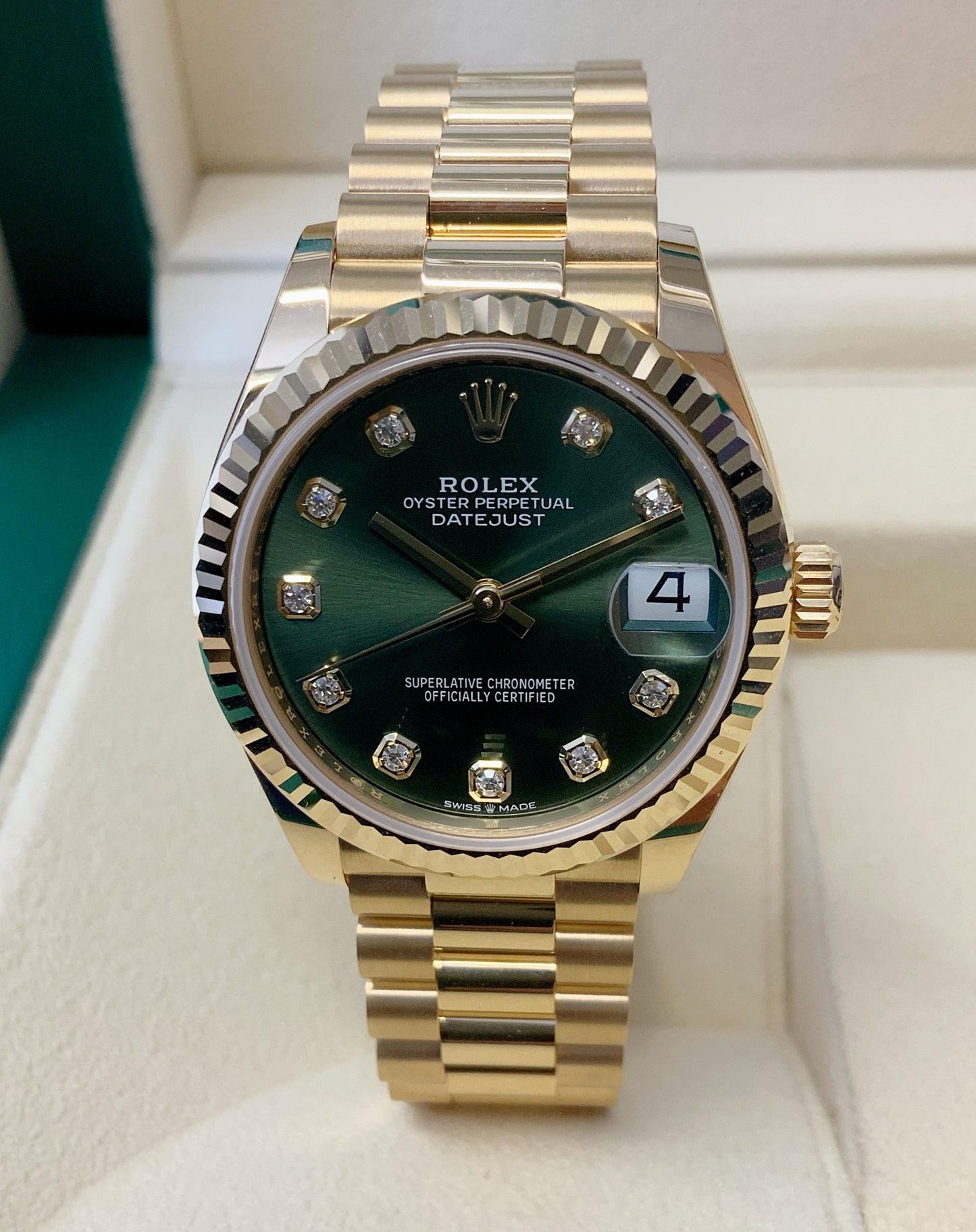 Rolex Datejust Yellow Gold Green Dial