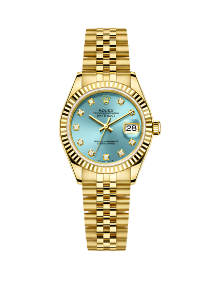 Rolex Lady-Datejust  yellow gold cadran bleu ciel nacré 31mm pour femme