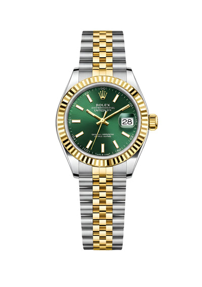 Rolex Lady-Datejuste Oystersteel et gold cadran vert 31mm pour femme